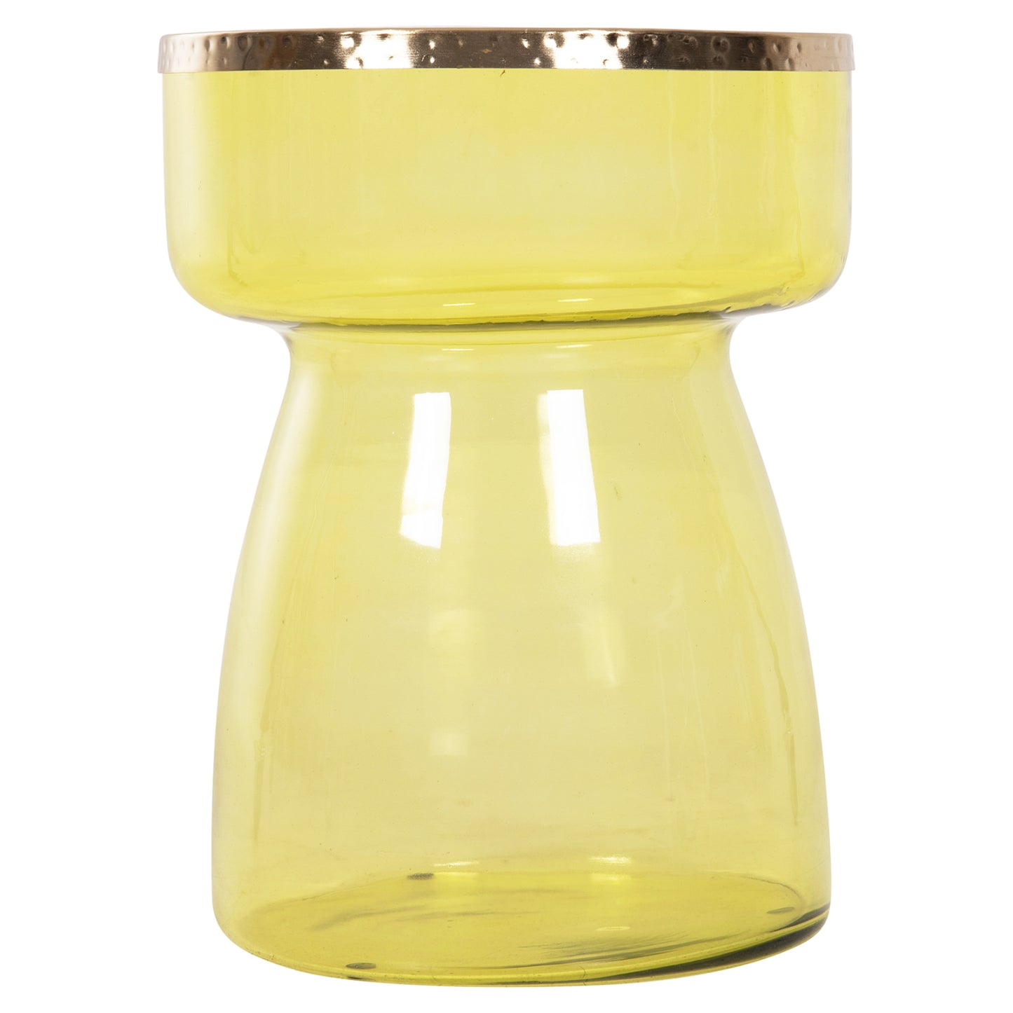 Side Table Rane Hm9731 Light Green Glass Base-metal Top In Gold Φ36x47hcm.