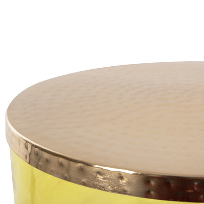 Side Table Rane Hm9731 Light Green Glass Base-metal Top In Gold Φ36x47hcm.