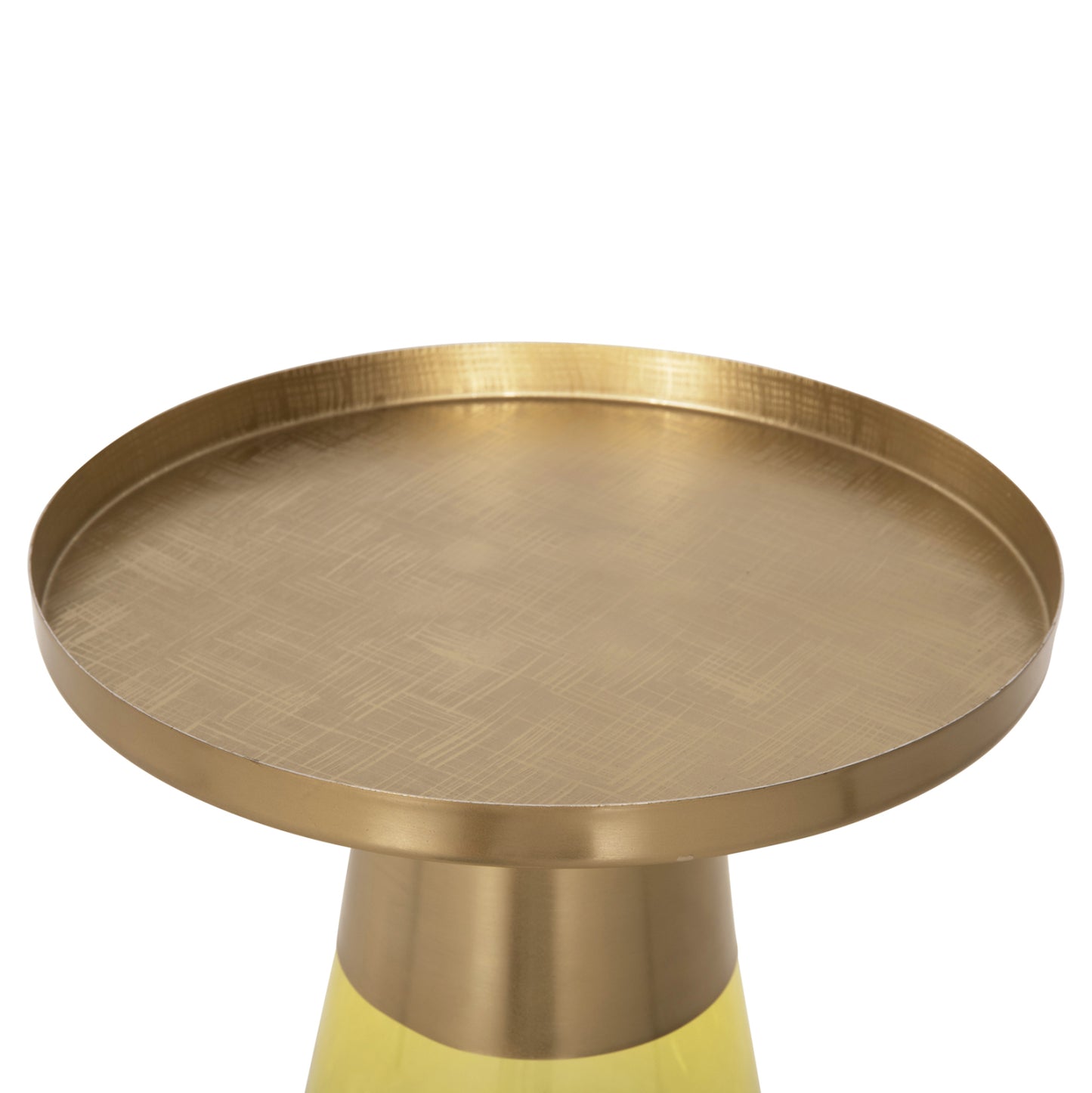 Side Table Valery Hm9732 Light Green Glass Base-metal Top In Gold Φ39,5x52hcm.