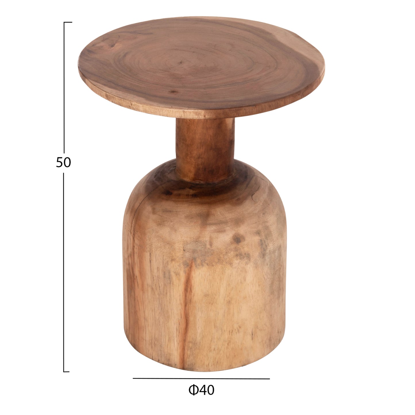 Side Table Round Pumbe Hm9891.11 Solid Suar Wood In Natural Color Φ40x50hcm.