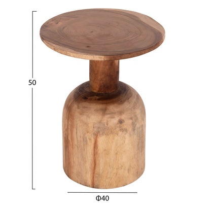Side Table Round Pumbe Hm9891.11 Solid Suar Wood In Natural Color Φ40x50hcm.