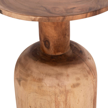 Side Table Round Pumbe Hm9891.11 Solid Suar Wood In Natural Color Φ40x50hcm.