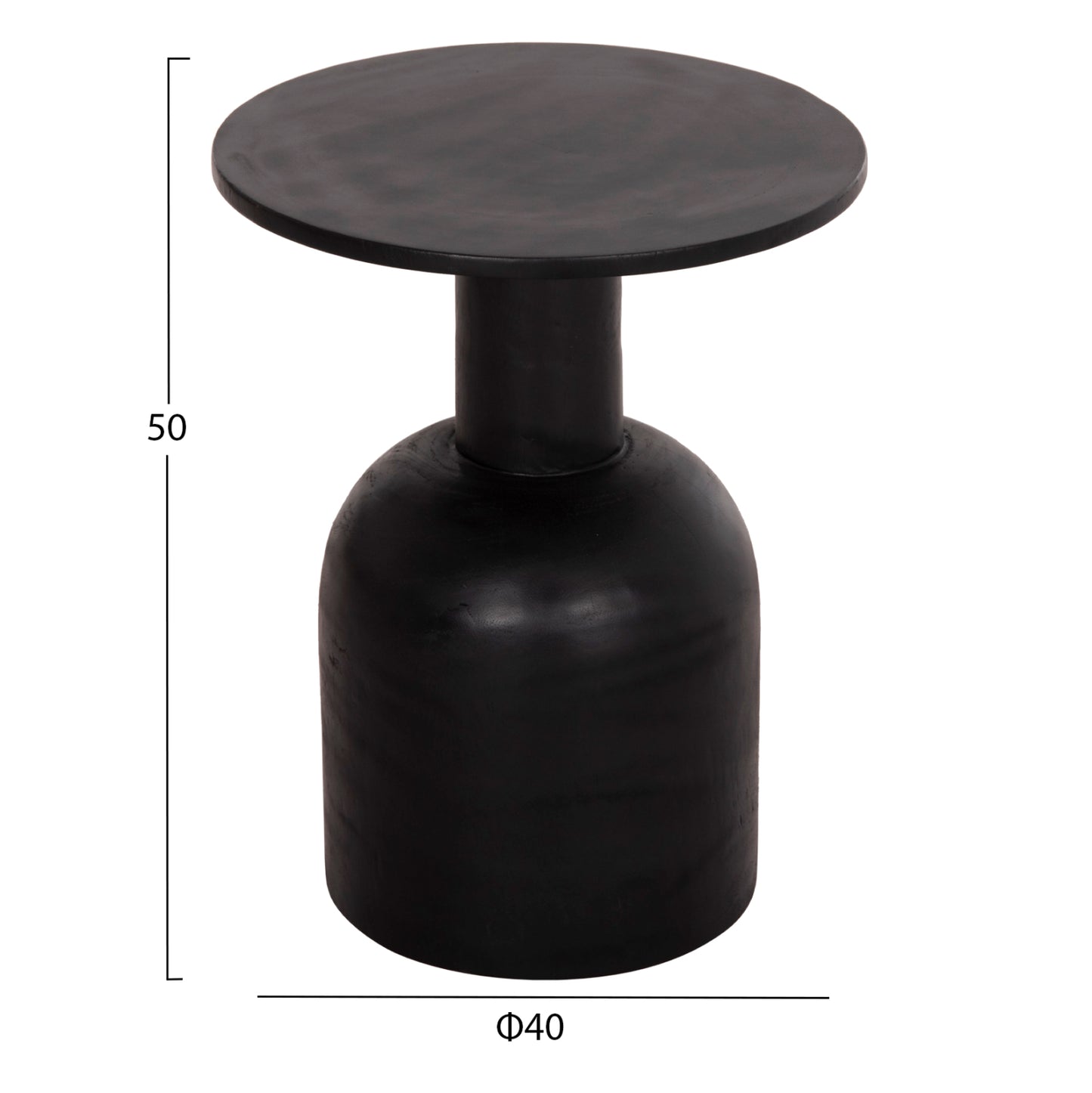 Side Table Round Pumbe Hm9891.12 Solid Suar Wood In Black Color Φ40x50hcm.
