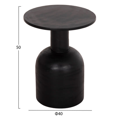 Side Table Round Pumbe Hm9891.12 Solid Suar Wood In Black Color Φ40x50hcm.