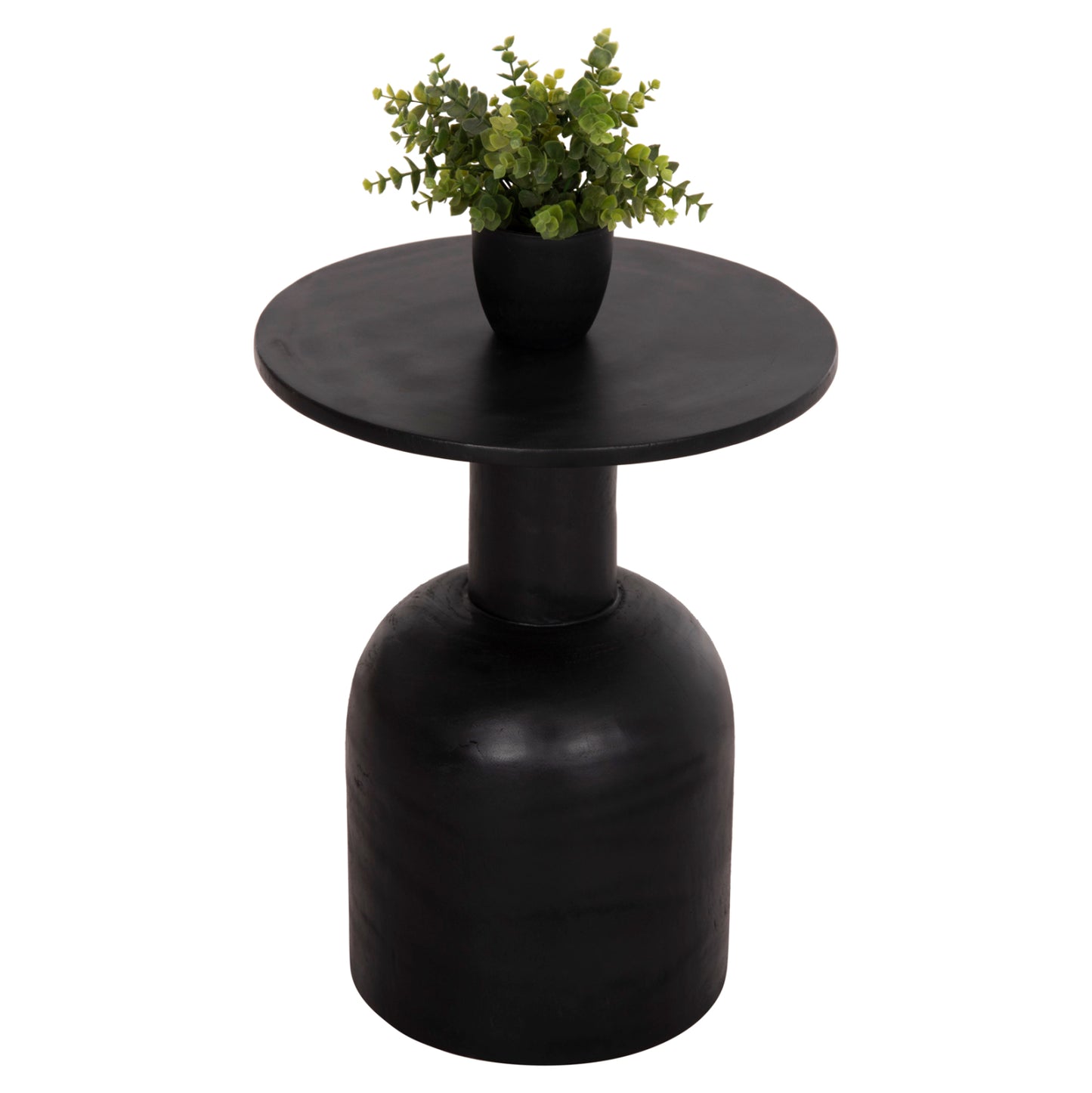 Side Table Round Pumbe Hm9891.12 Solid Suar Wood In Black Color Φ40x50hcm.