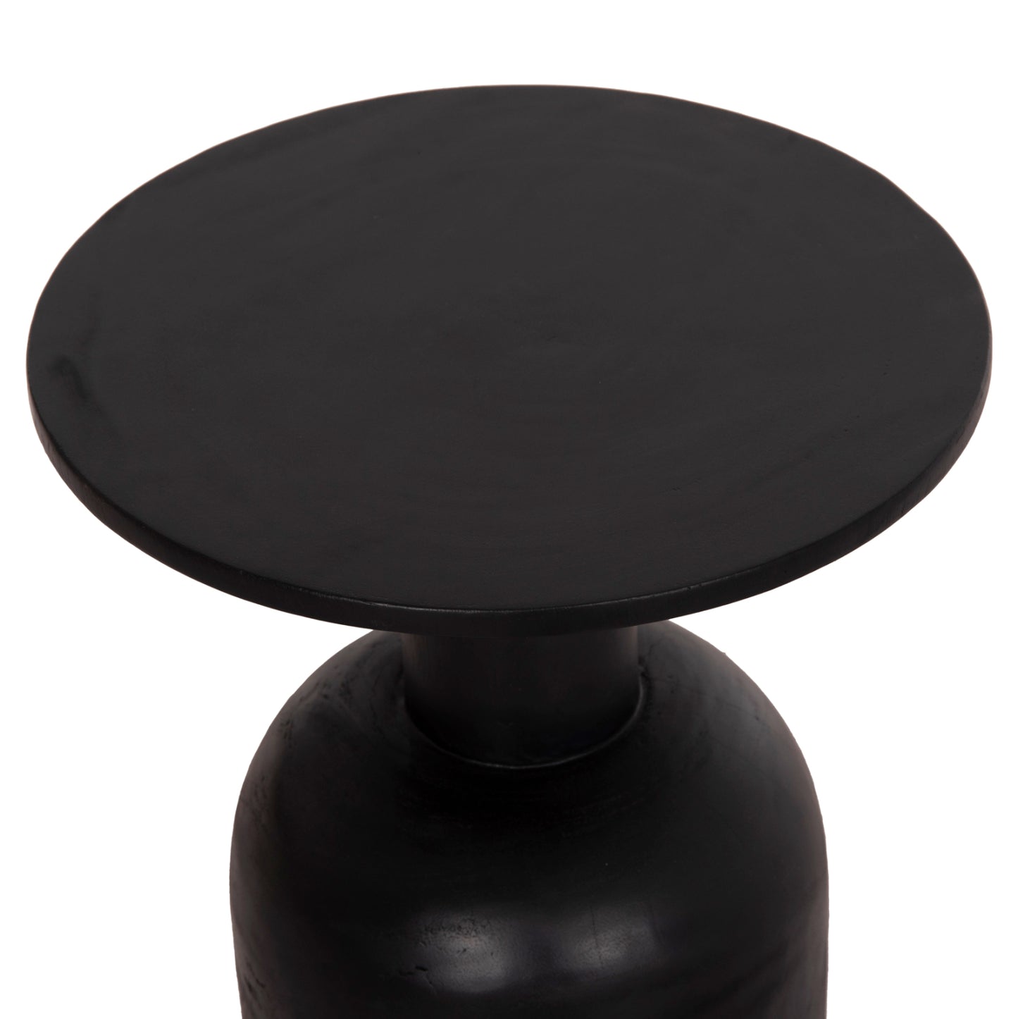 Side Table Round Pumbe Hm9891.12 Solid Suar Wood In Black Color Φ40x50hcm.