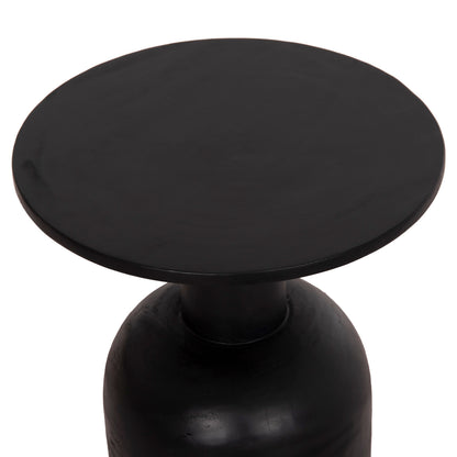 Side Table Round Pumbe Hm9891.12 Solid Suar Wood In Black Color Φ40x50hcm.