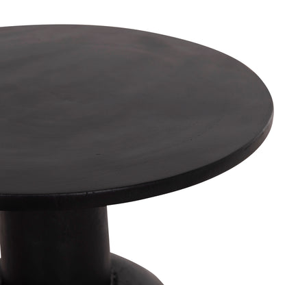 Side Table Round Pumbe Hm9891.12 Solid Suar Wood In Black Color Φ40x50hcm.