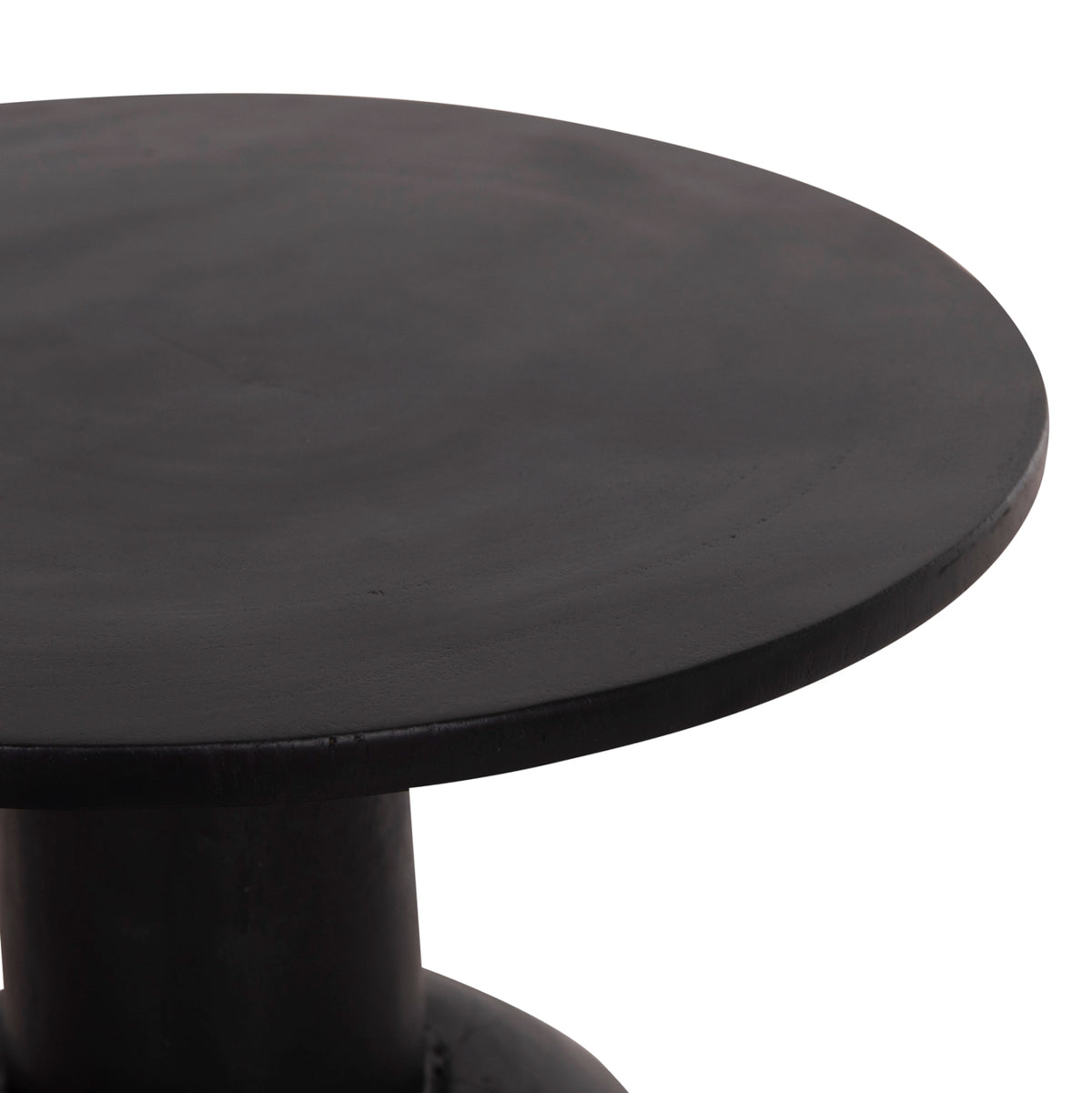 Side Table Round Pumbe Hm9891.12 Solid Suar Wood In Black Color Φ40x50hcm.
