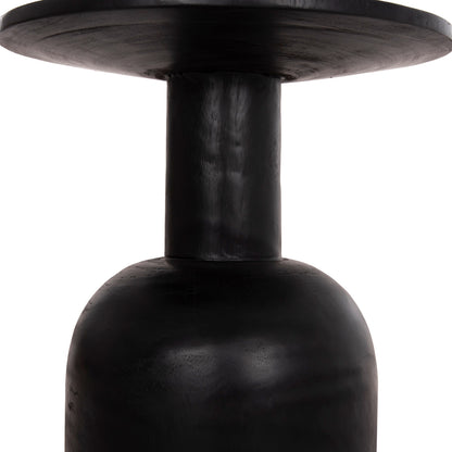 Side Table Round Pumbe Hm9891.12 Solid Suar Wood In Black Color Φ40x50hcm.