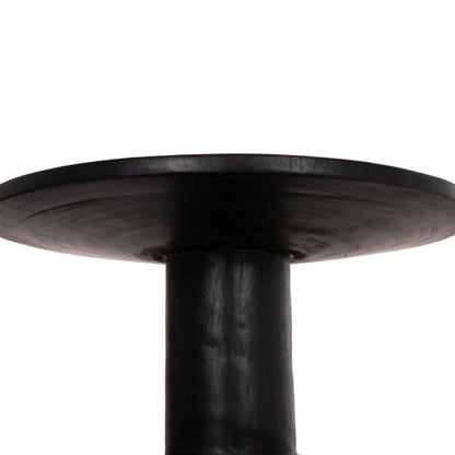 Side Table Round Pumbe Hm9891.12 Solid Suar Wood In Black Color Φ40x50hcm.