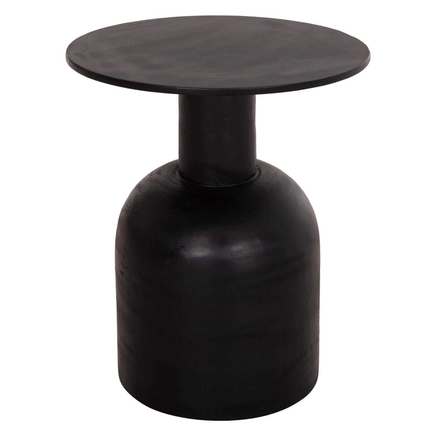 Side Table Round Pumbe Hm9891.12 Solid Suar Wood In Black Color Φ40x50hcm.
