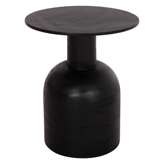 Side Table Round Pumbe Hm9891.12 Solid Suar Wood In Black Color Φ40x50hcm.