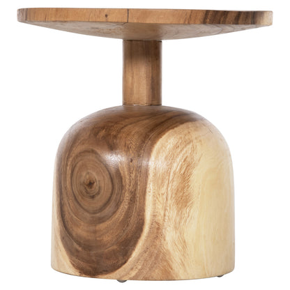 Side Table Round Pumbe-s Hm9892 Solid Suar Wood In Natural Color Φ39,5x40hcm.
