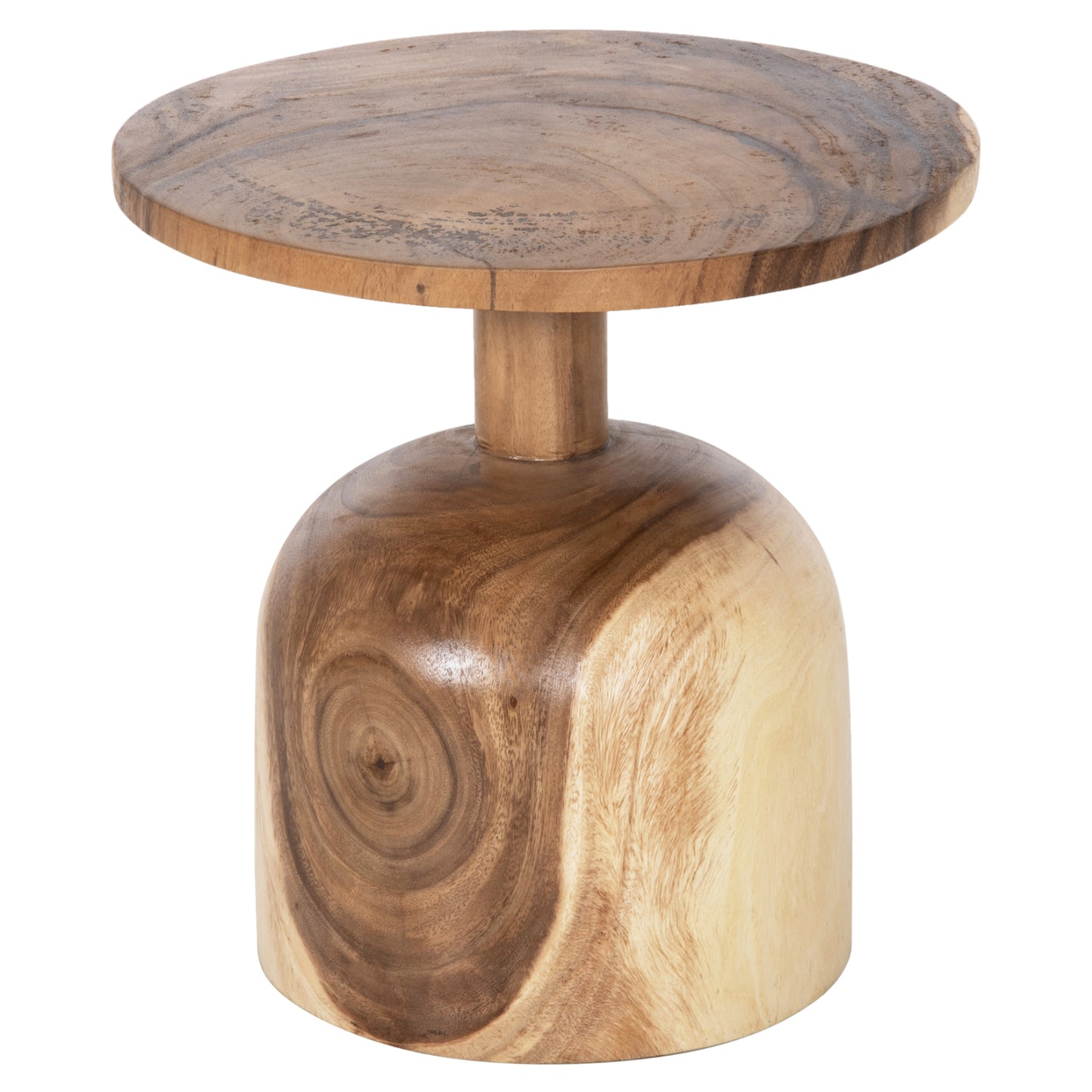 Side Table Round Pumbe-s Hm9892 Solid Suar Wood In Natural Color Φ39,5x40hcm.