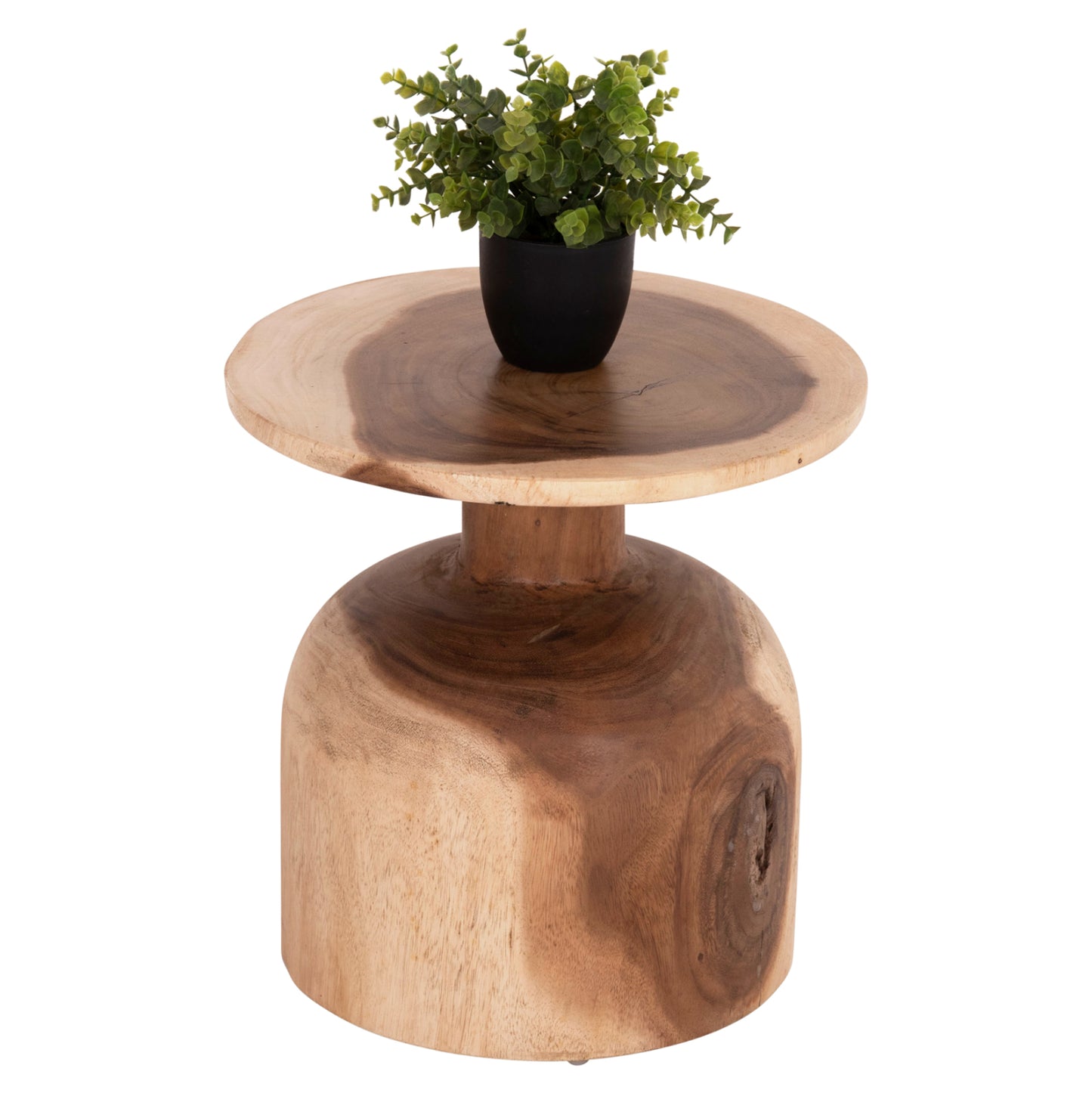 Side Table Round Pumbe-s Hm9892.11 Solid Suar Wood In Natural Color Φ40x40hcm.