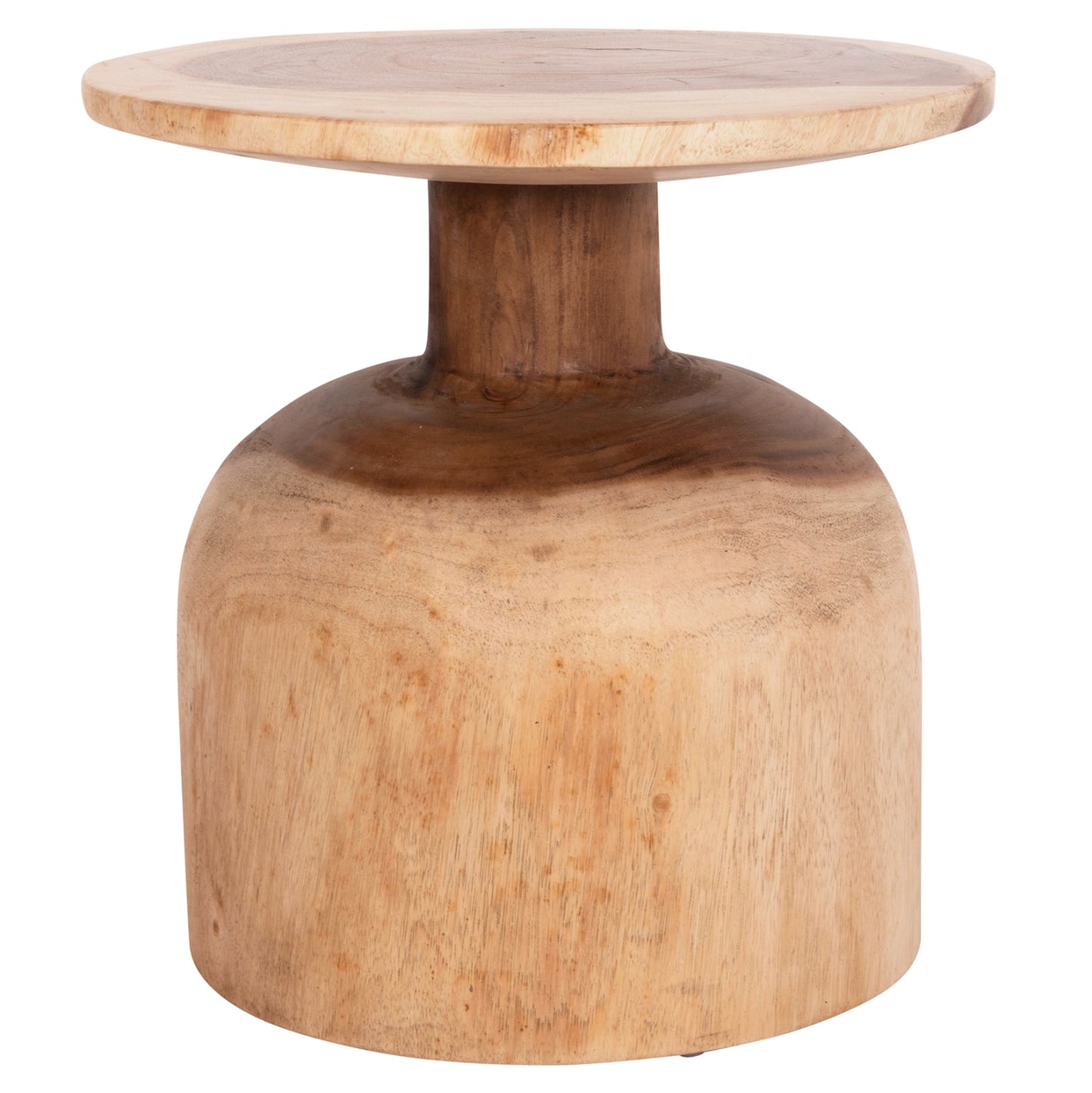 Side Table Round Pumbe-s Hm9892.11 Solid Suar Wood In Natural Color Φ40x40hcm.