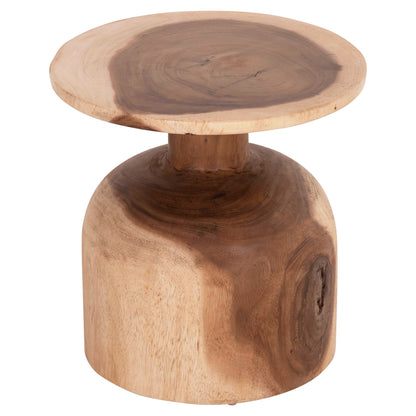 Side Table Round Pumbe-s Hm9892.11 Solid Suar Wood In Natural Color Φ40x40hcm.