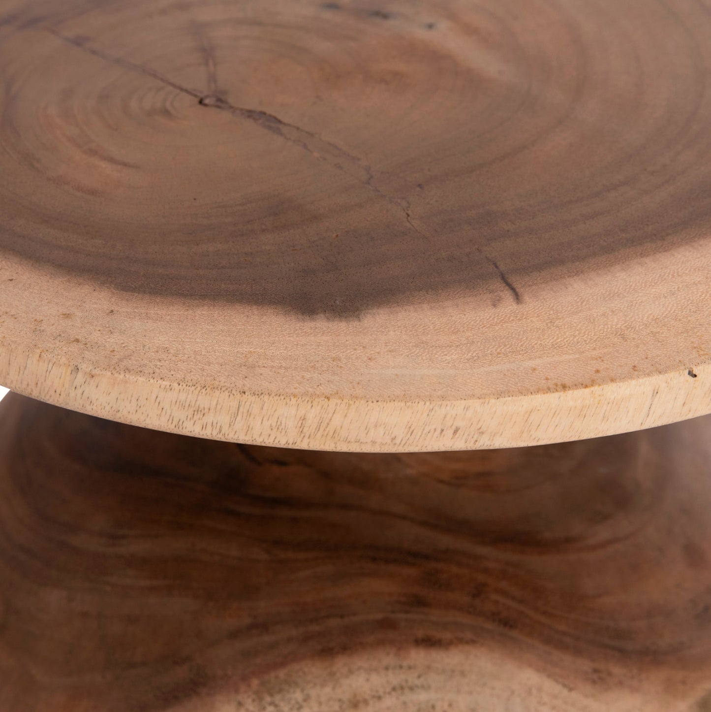 Side Table Round Pumbe-s Hm9892.11 Solid Suar Wood In Natural Color Φ40x40hcm.
