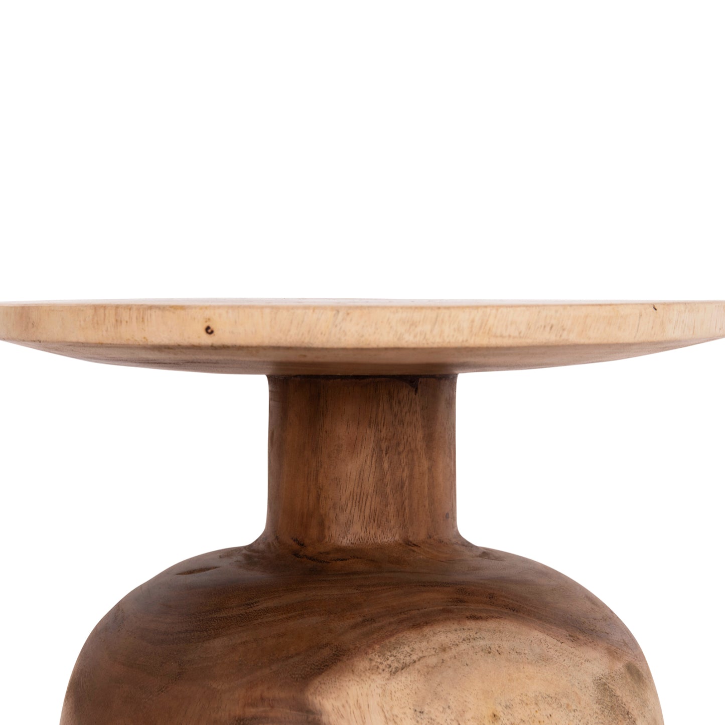 Side Table Round Pumbe-s Hm9892.11 Solid Suar Wood In Natural Color Φ40x40hcm.