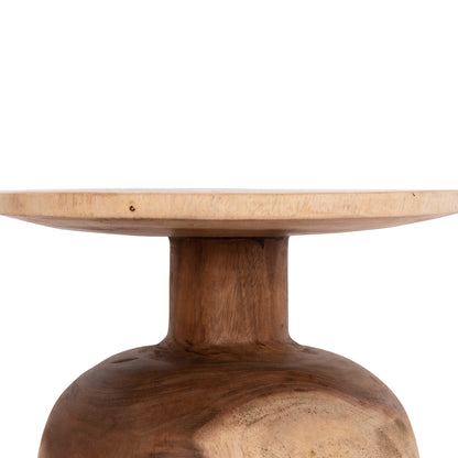 Side Table Round Pumbe-s Hm9892.11 Solid Suar Wood In Natural Color Φ40x40hcm.