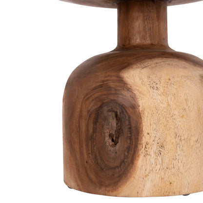 Side Table Round Pumbe-s Hm9892.11 Solid Suar Wood In Natural Color Φ40x40hcm.