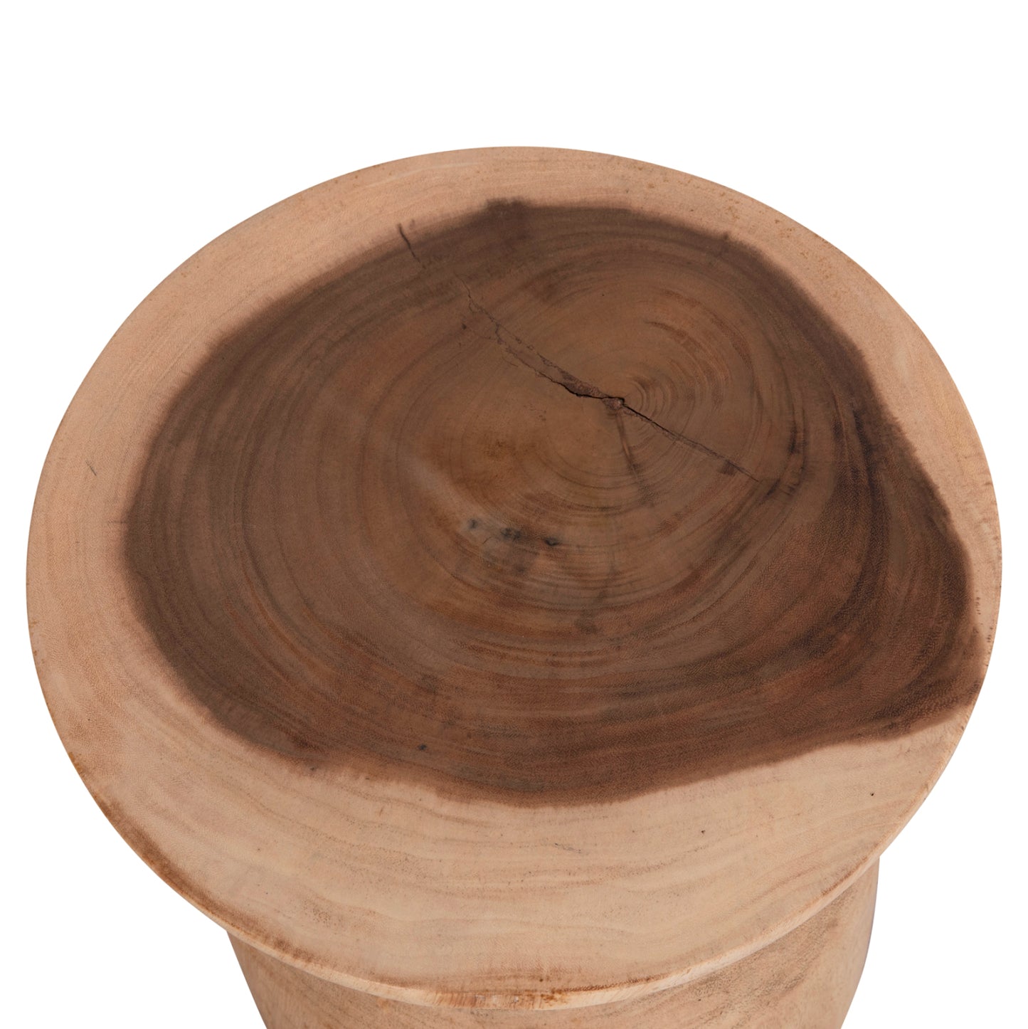 Side Table Round Pumbe-s Hm9892.11 Solid Suar Wood In Natural Color Φ40x40hcm.