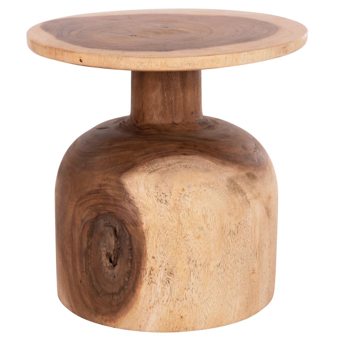 Side Table Round Pumbe-s Hm9892.11 Solid Suar Wood In Natural Color Φ40x40hcm.
