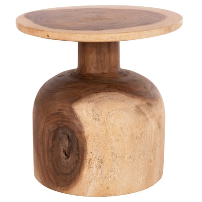 Side Table Round Pumbe-s Hm9892.11 Solid Suar Wood In Natural Color Φ40x40hcm.