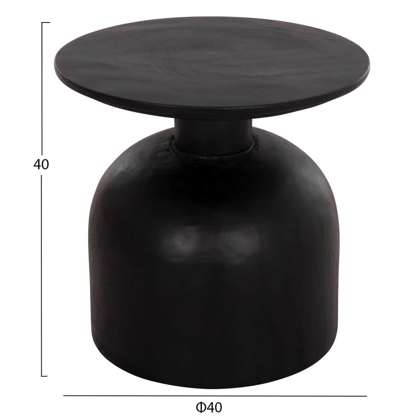 Side Table Round Pumbe-s Hm9892.12 Solid Suar Wood In Black Color Φ40x40hcm.