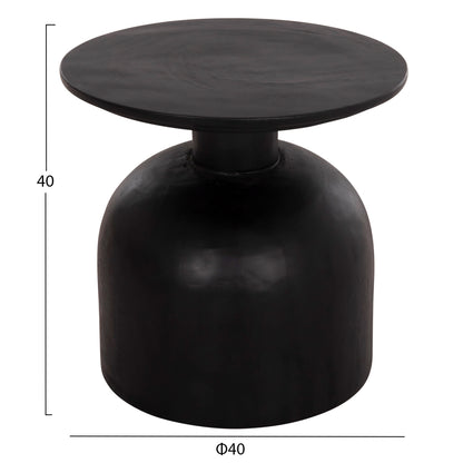 Side Table Round Pumbe-s Hm9892.12 Solid Suar Wood In Black Color Φ40x40hcm.