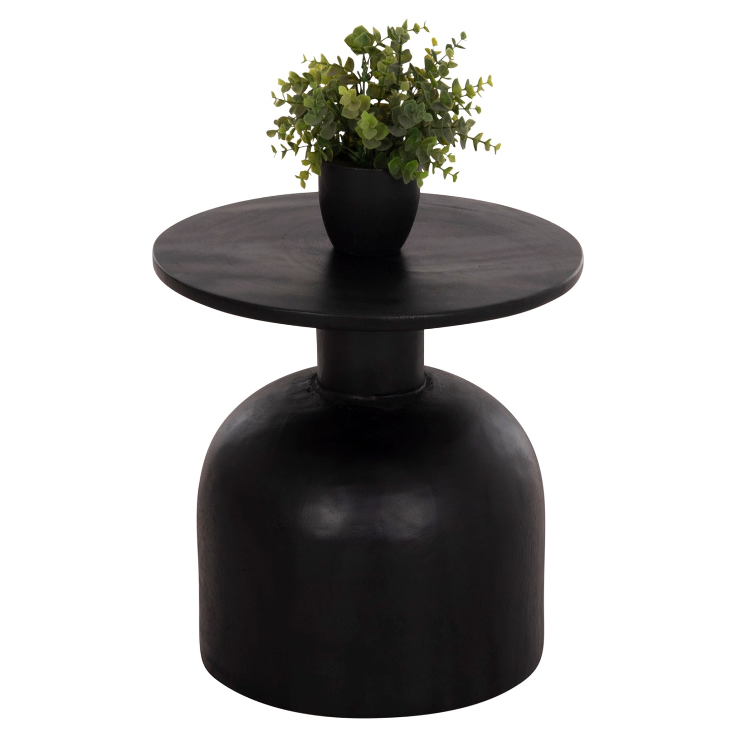 Side Table Round Pumbe-s Hm9892.12 Solid Suar Wood In Black Color Φ40x40hcm.