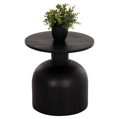 Side Table Round Pumbe-s Hm9892.12 Solid Suar Wood In Black Color Φ40x40hcm.