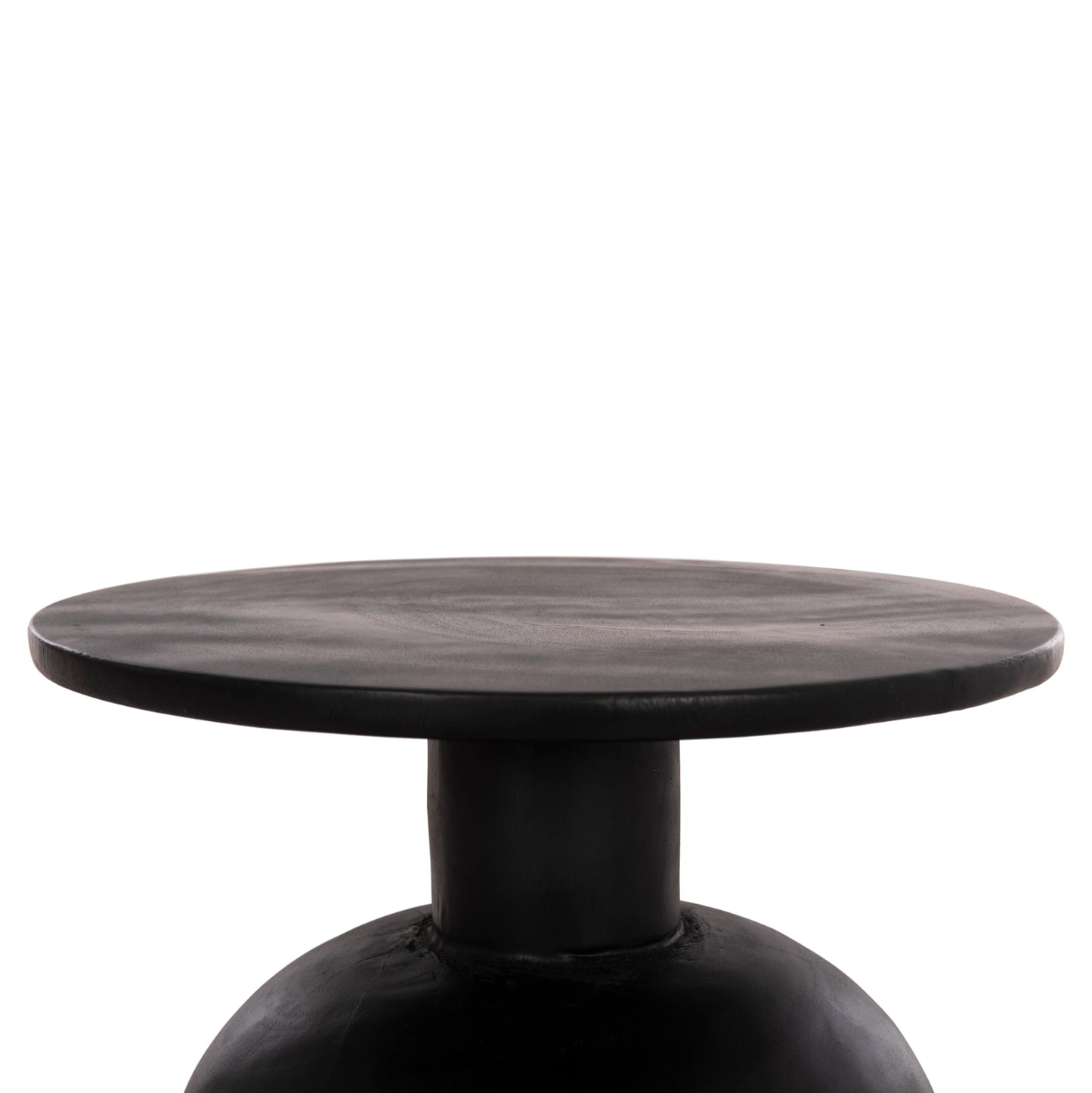 Side Table Round Pumbe-s Hm9892.12 Solid Suar Wood In Black Color Φ40x40hcm.
