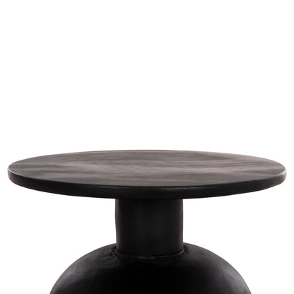 Side Table Round Pumbe-s Hm9892.12 Solid Suar Wood In Black Color Φ40x40hcm.