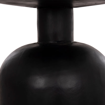Side Table Round Pumbe-s Hm9892.12 Solid Suar Wood In Black Color Φ40x40hcm.