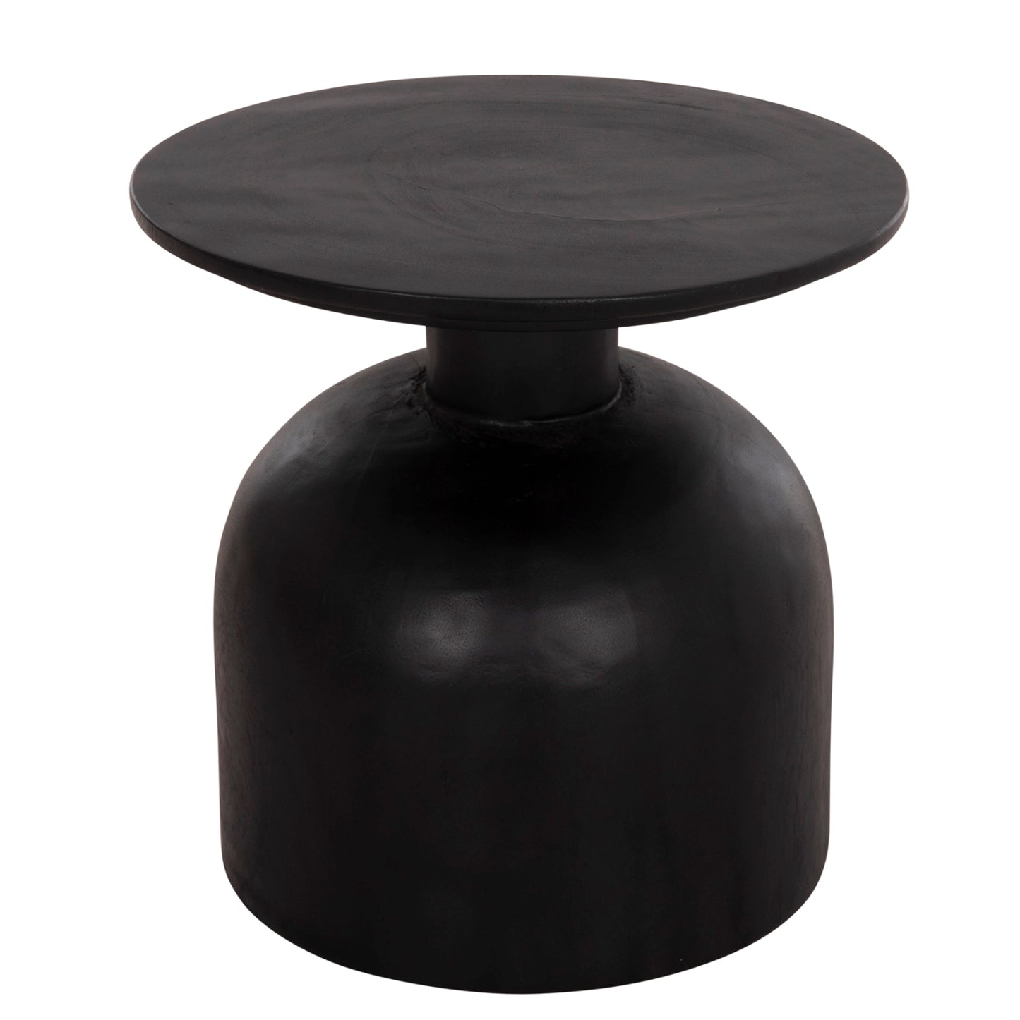 Side Table Round Pumbe-s Hm9892.12 Solid Suar Wood In Black Color Φ40x40hcm.