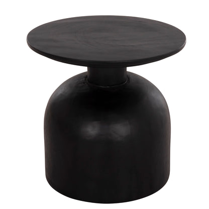 Side Table Round Pumbe-s Hm9892.12 Solid Suar Wood In Black Color Φ40x40hcm.
