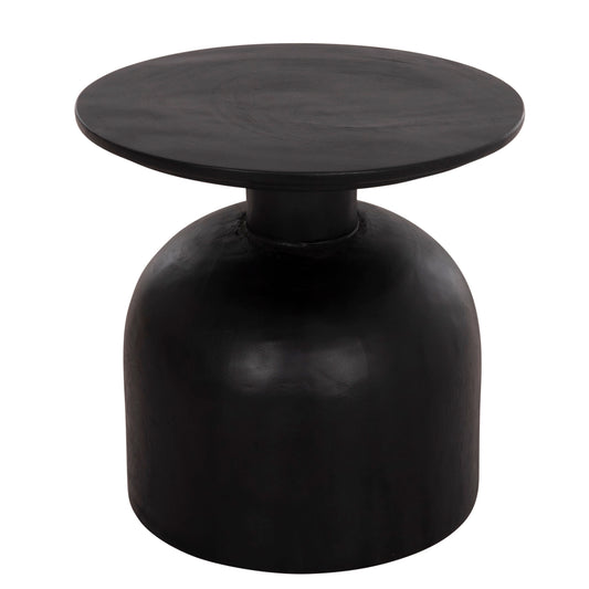 Side Table Round Pumbe-s Hm9892.12 Solid Suar Wood In Black Color Φ40x40hcm.