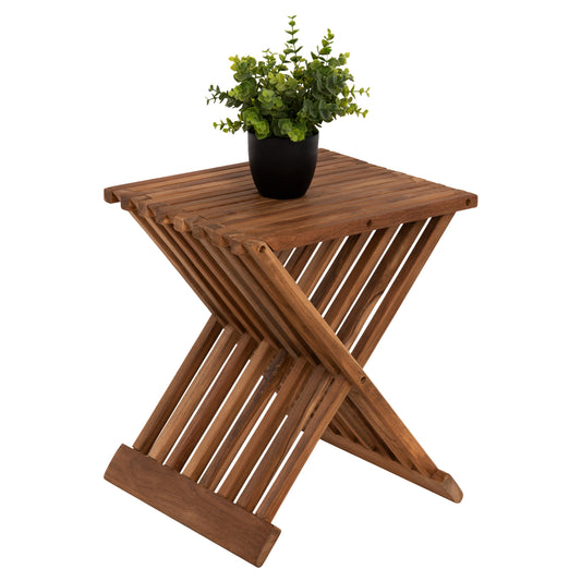Side Table Hm7896 Foldable Made Of Teak Wood In Natural Color 40x33x45hcm.