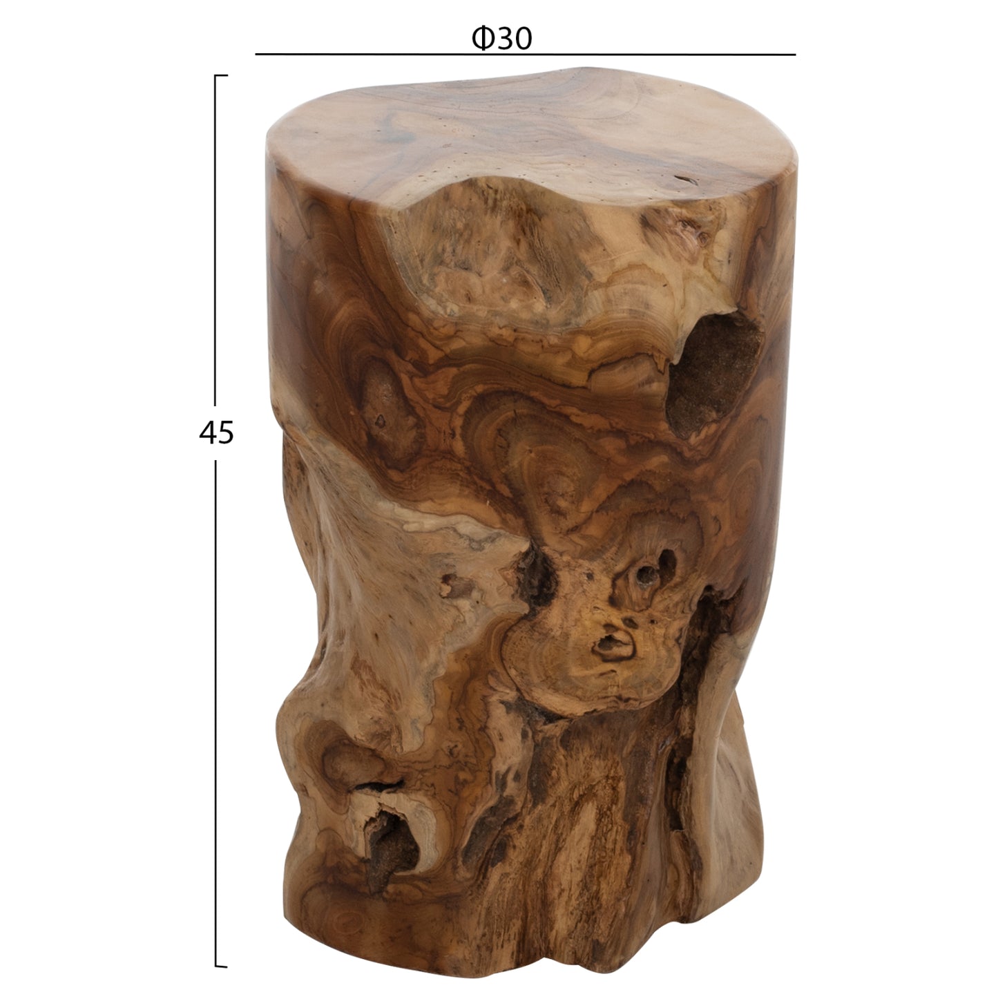 Side Table/stool Round Solid Teak Wood Natural Color Φ30x45hcm.hm9350