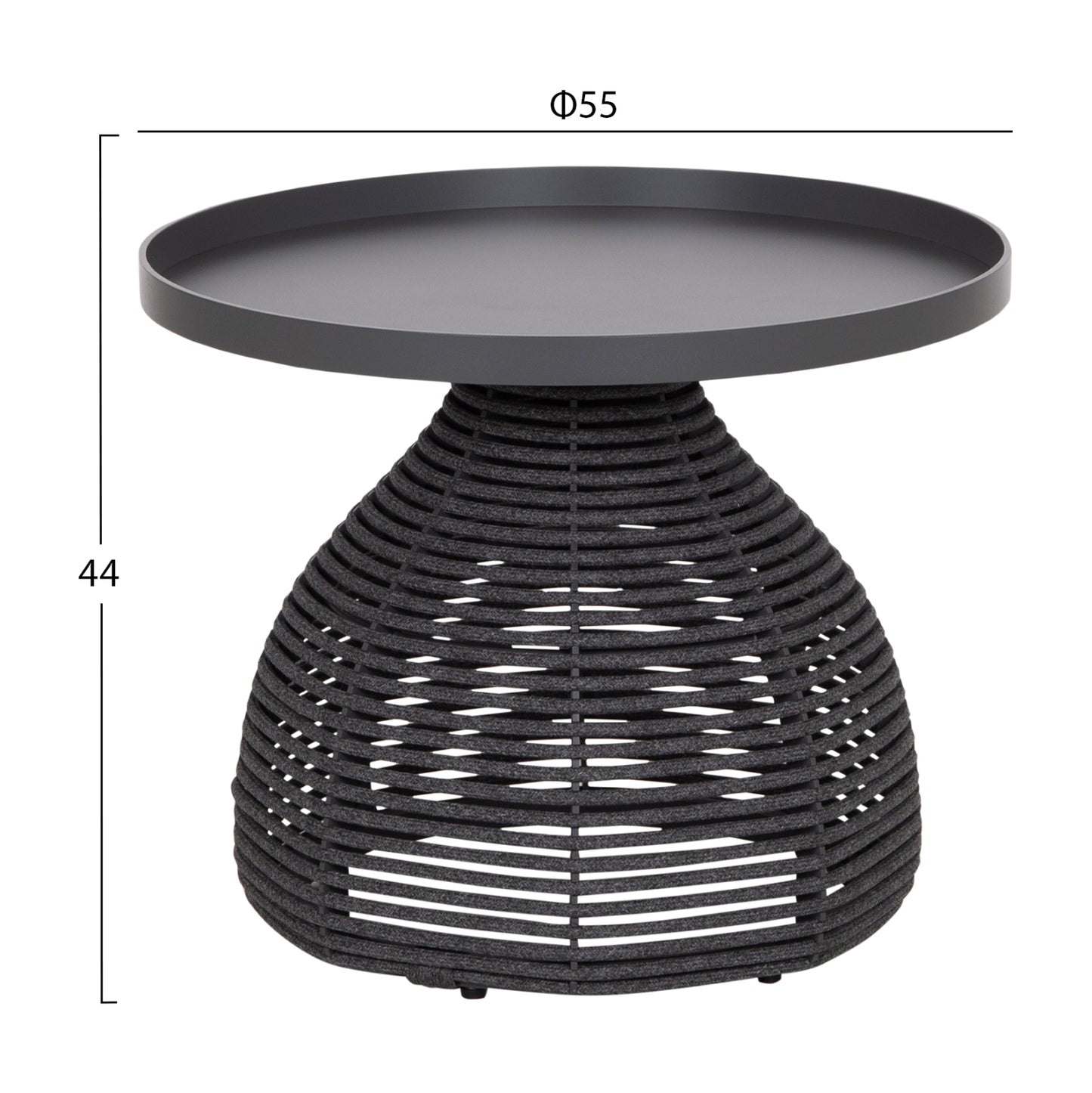 Side Table Round Driscoll Hm6477.01 Grey Aluminum & Rope Φ55x44hcm.