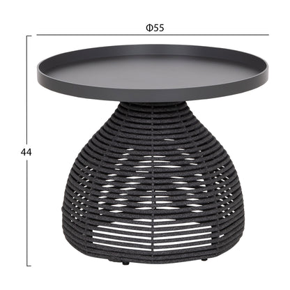 Side Table Round Driscoll Hm6477.01 Grey Aluminum & Rope Φ55x44hcm.