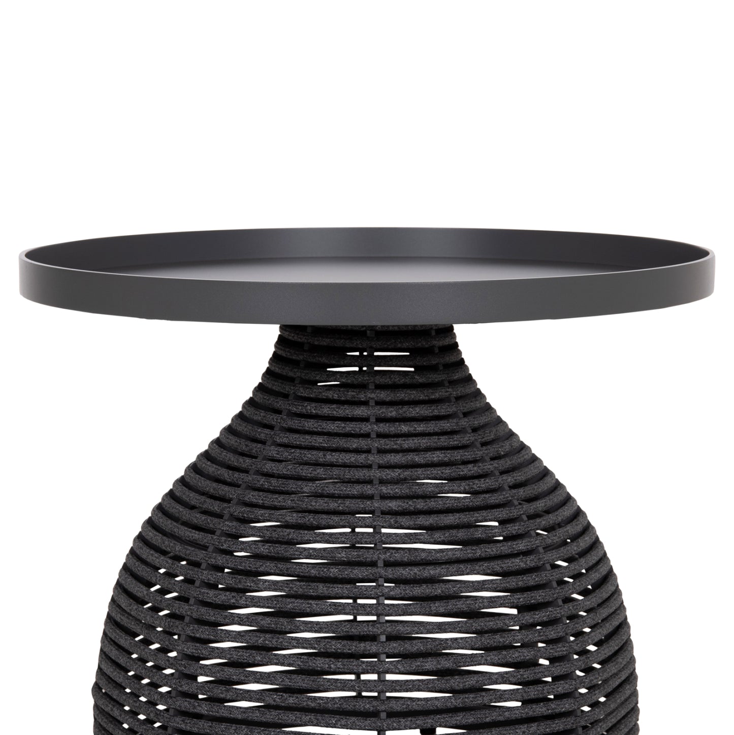 Side Table Round Driscoll Hm6477.01 Grey Aluminum & Rope Φ55x44hcm.