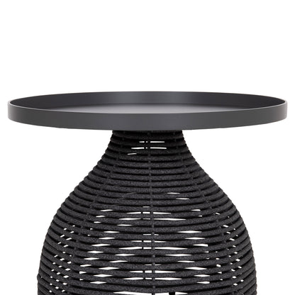 Side Table Round Driscoll Hm6477.01 Grey Aluminum & Rope Φ55x44hcm.