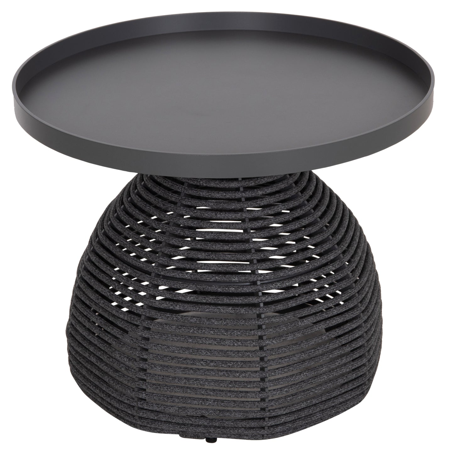Side Table Round Driscoll Hm6477.01 Grey Aluminum & Rope Φ55x44hcm.