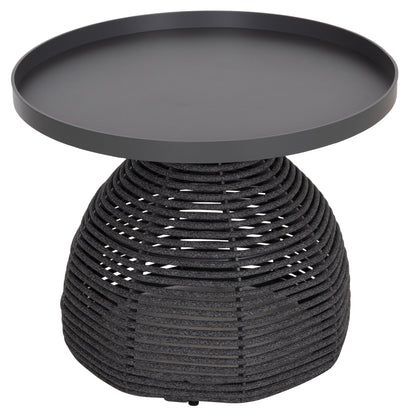 Side Table Round Driscoll Hm6477.01 Grey Aluminum & Rope Φ55x44hcm.
