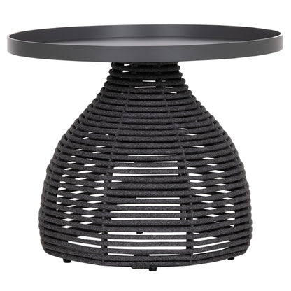 Side Table Round Driscoll Hm6477.01 Grey Aluminum & Rope Φ55x44hcm.