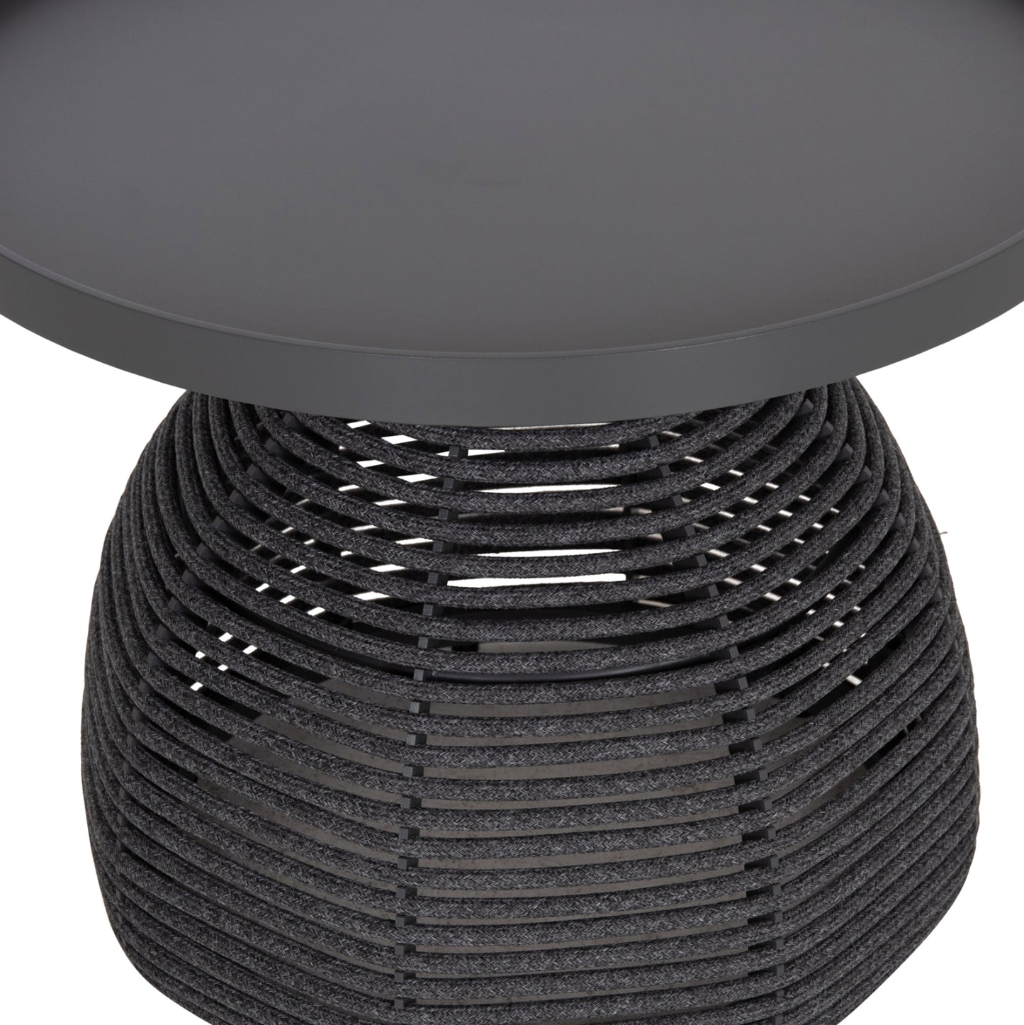Side Table Round Driscoll Hm6477.01 Grey Aluminum & Rope Φ55x44hcm.