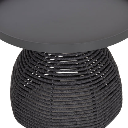 Side Table Round Driscoll Hm6477.01 Grey Aluminum & Rope Φ55x44hcm.